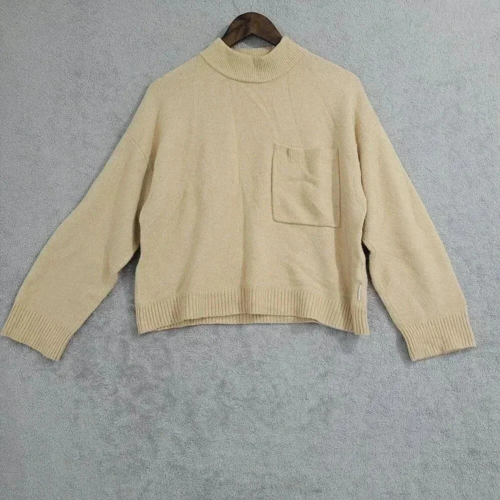 Calvin Klein Jeans Womens  Knit Crop Sweater L  Mock neck 7CT